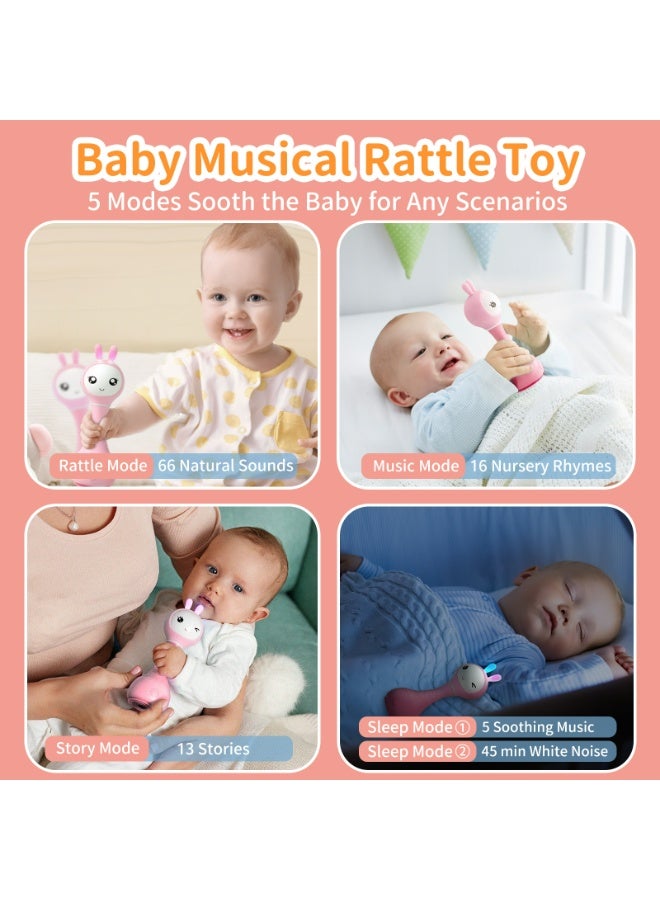 alilo أليلو – سمارتى شيك آند تيل راتل، R1 - سمارتى وردي | شيك آند تيل راتل، موسيقى، قصص، وتعلم الألوان للأطفال | صوت عالي الدقة، آذان مضيئة، شحن USB | 0+ - Image 3