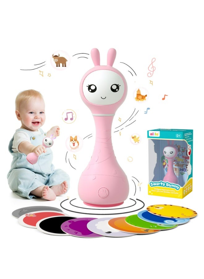alilo أليلو – سمارتى شيك آند تيل راتل، R1 - سمارتى وردي | شيك آند تيل راتل، موسيقى، قصص، وتعلم الألوان للأطفال | صوت عالي الدقة، آذان مضيئة، شحن USB | 0+ - Image 1