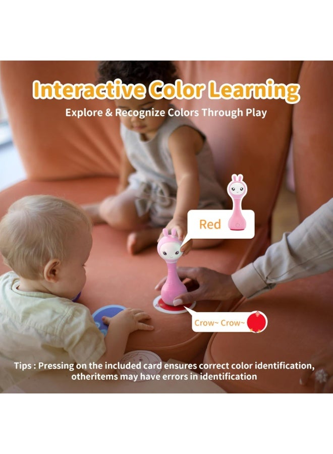 alilo أليلو – سمارتى شيك آند تيل راتل، R1 - سمارتى وردي | شيك آند تيل راتل، موسيقى، قصص، وتعلم الألوان للأطفال | صوت عالي الدقة، آذان مضيئة، شحن USB | 0+ - Image 4