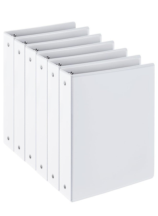SUIN 2-inch 3 Ring Binder with 2 Interior Pockets, Heavy Duty 2'' Binders Holds US Letter Size 8.5'' x 11'' Paper - Versatile Binders for Office, Home, and School Use, 6 Pack (White) - Image 1
