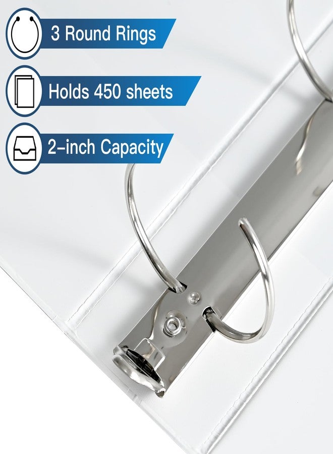 SUIN 2-inch 3 Ring Binder with 2 Interior Pockets, Heavy Duty 2'' Binders Holds US Letter Size 8.5'' x 11'' Paper - Versatile Binders for Office, Home, and School Use, 6 Pack (White) - Image 3