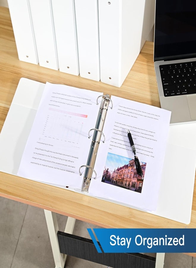 SUIN 2-inch 3 Ring Binder with 2 Interior Pockets, Heavy Duty 2'' Binders Holds US Letter Size 8.5'' x 11'' Paper - Versatile Binders for Office, Home, and School Use, 6 Pack (White) - Image 5