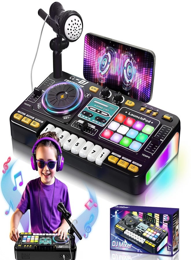 OZMI Kids DJ Music Mixer Table Board Set Toy with Microphone, Lights - Interactive Musical Toys for Ages 3-12 | 100+ Sounds, Piano Keys, Disco Mode, Rechargeable for Kids Boys & Girls - Image 1