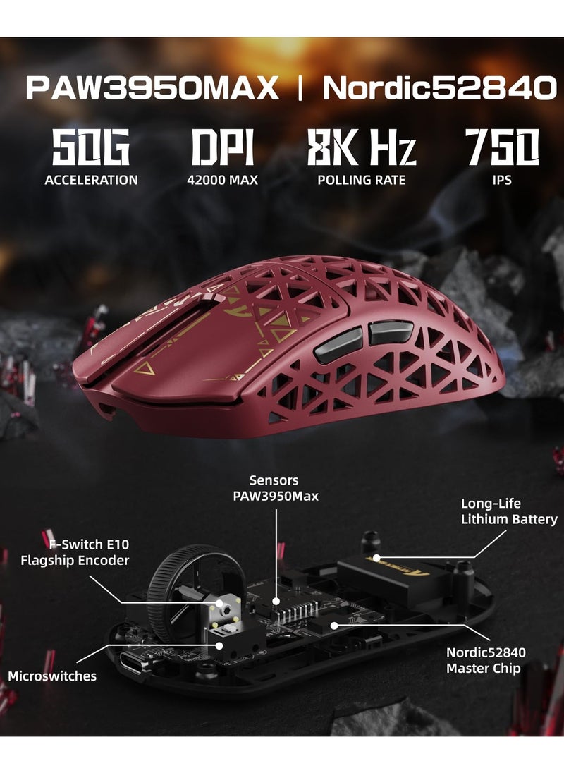 Attack Shark R5Ultra 8K Carbon Fiber Wireless Gaming Mouse with 42,000 DPI -PAW3950 MAX Sensor -39g Ultra-Lightweight -Nordic52840 -Wired/BT/2.4GHz Wirelss Programmable Mouse for PC/Mac  - Image 4