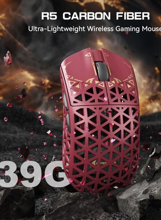ماوس ألعاب لاسلكي R5Ultra 8K من ألياف الكربون بدقة 42000 نقطة في البوصة - مستشعر PAW3950 MAX - وزن خفيف للغاية 39 جرام - Nordic52840 - ماوس سلكي/بلوتوث/لاسلكي قابل للبرمجة بتردد 2.4 جيجاهرتز لأجهزة الكمبيوتر الشخصية/أجهزة ماك - view 5