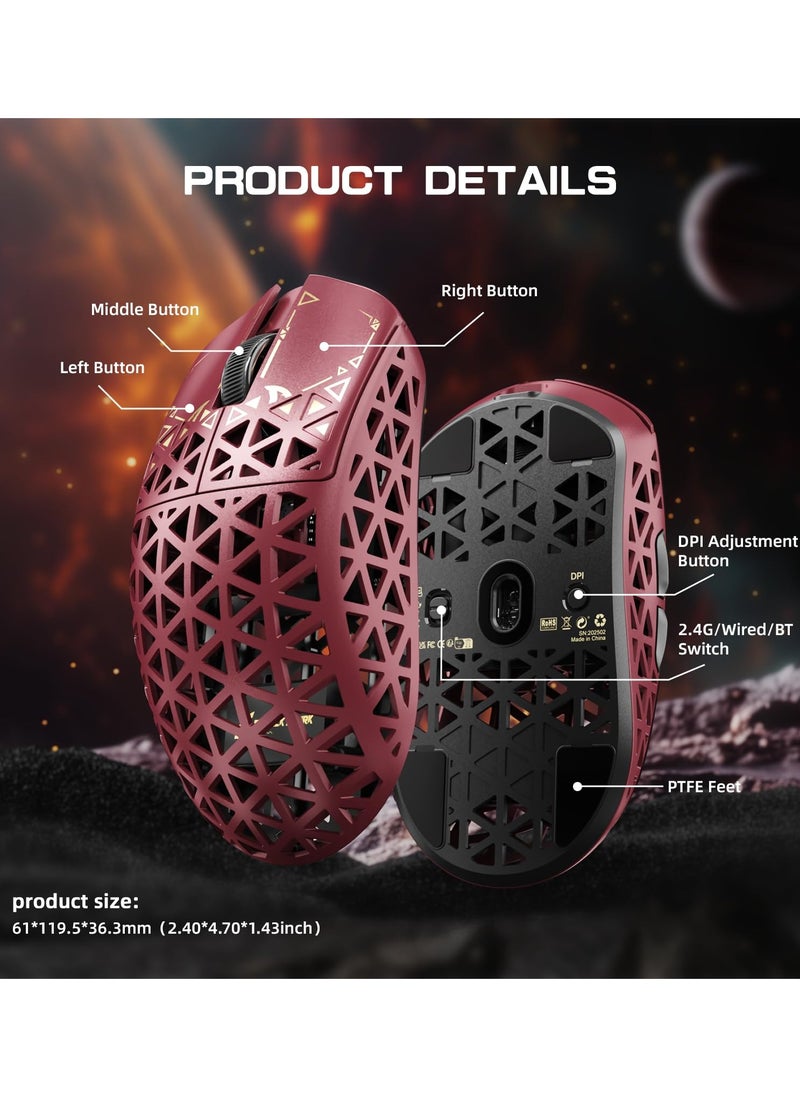 R5Ultra 8K Carbon Fiber Wireless Gaming Mouse with 42,000 DPI -PAW3950 MAX Sensor -39g Ultra-Lightweight -Nordic52840 -Wired/BT/2.4GHz Wirelss Programmable Mouse for PC/Mac