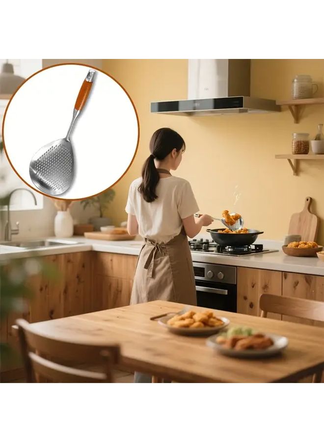 2Pcs Large Stainless Steel Kitchen Spoon Skimmer Strainer For Frying Noodle - Image 3