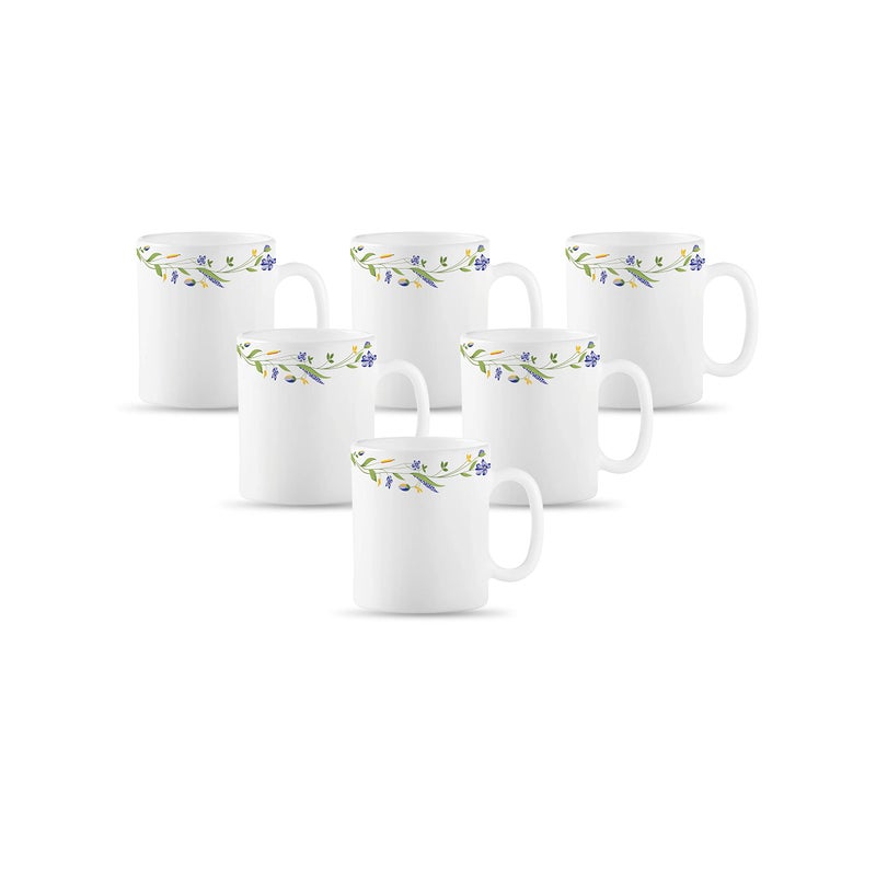 La Opala Diva, Opal Glass Coffee Mug Set Cylinder Regular 6 Pcs, Morning Glory, White, Standard - 180 Ml - Image 5