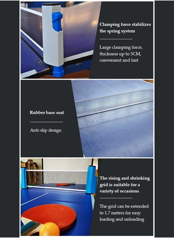 DUNISO Ping Pong Paddles Set, portable household table tennis set, with retractable net, racket, table tennis ball, mesh bag, suitable for indoor and outdoor sports for children and adults  - Image 5