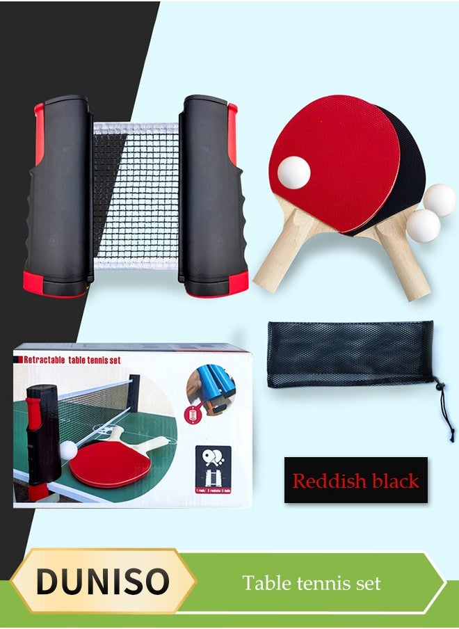 DUNISO Ping Pong Paddles Set, portable household table tennis set, with retractable net, racket, table tennis ball, mesh bag, suitable for indoor and outdoor sports for children and adults  - Image 1