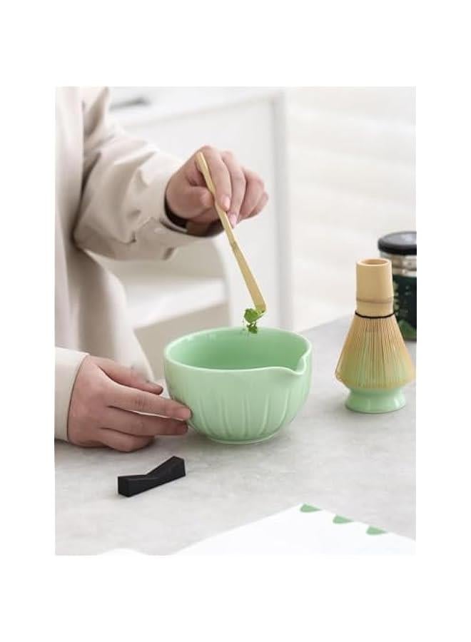 Matcha Set - Match Bowl with Spout and Whisk, 15 OZ, Matcha Scoop | Matcha Whisk Stand (Chasen Holder) - 4pc  Matcha Kit for Matcha Tea Ceremony (Green)  - Image 2
