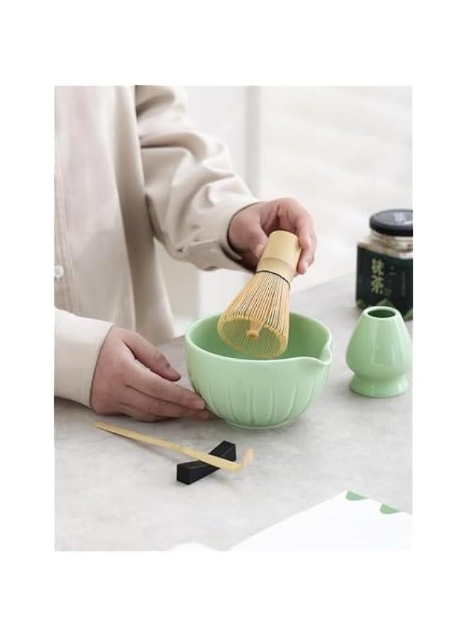 Matcha Set - Match Bowl with Spout and Whisk, 15 OZ, Matcha Scoop | Matcha Whisk Stand (Chasen Holder) - 4pc  Matcha Kit for Matcha Tea Ceremony (Green)  - Image 3