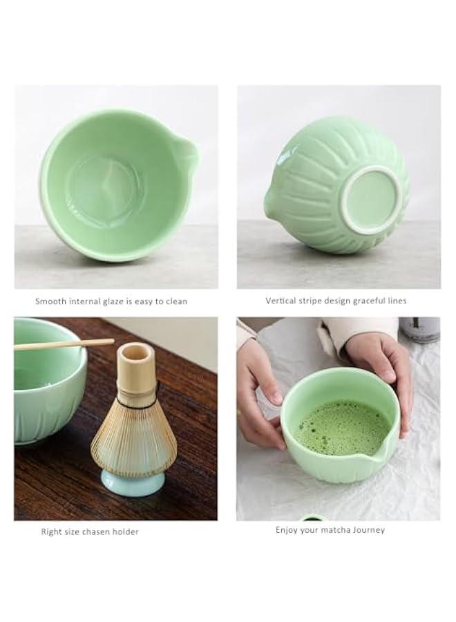 Matcha Set - Match Bowl with Spout and Whisk, 15 OZ, Matcha Scoop | Matcha Whisk Stand (Chasen Holder) - 4pc  Matcha Kit for Matcha Tea Ceremony (Green)  - Image 4