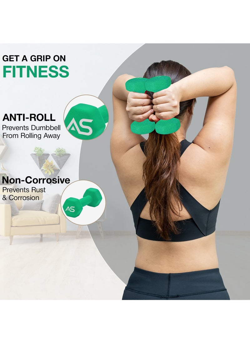 Allure Sphere Sphere Neoprene Dumbbell Set For Home Gym Exercise - Anti Slip Fitness Equipment For Pilates, Cardio, Training - Anti Sweat Hex Dumbbells In 1Kg 2Kg 3Kg 4Kg 5Kg In Pair  - Image 4