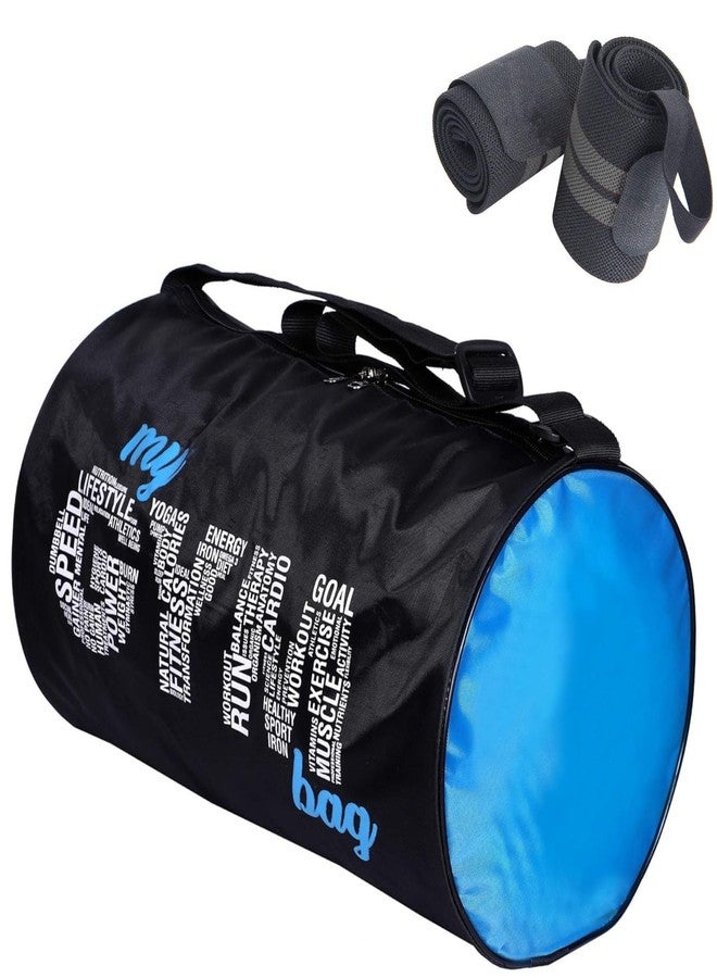 COOL INDIANS (Pack of 2) My Gym Bag Combo Pu-Leather Gym Bag Gym Duffel Bag with Shoulder Strap for Men's & Women's with Grey Wrist Support Band for Daily Exercise., 23 Cm 4 line Wrist Band (Black) - Image 1
