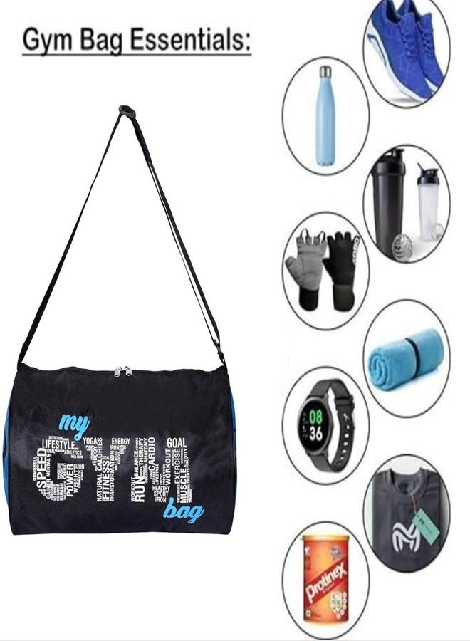 COOL INDIANS (Pack of 2) My Gym Bag Combo Pu-Leather Gym Bag Gym Duffel Bag with Shoulder Strap for Men's & Women's with Grey Wrist Support Band for Daily Exercise., 23 Cm 4 line Wrist Band (Black) - Image 2