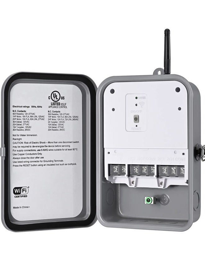 DEWENWILS Pool Pump Timer, Outdoor Wi-Fi Box, Heavy Duty 40A 120-277 VAC 2HP Wireless Controller Timer, Water Heater, Compatible with Smart Phone, Alexa, Google Assistant, UL Listed - Image 1