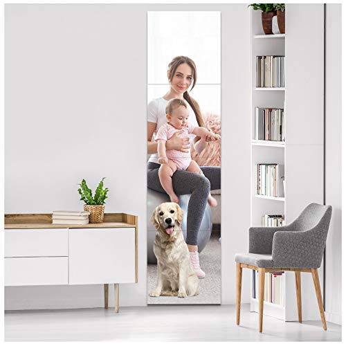 EVENLIVE Full Length Mirror Tiles, 14 Inch x 4 Pieces, Frameless Wall Mirror, Self Adhesive Body Mirror for Gym, Door, Bedroom - Image 3