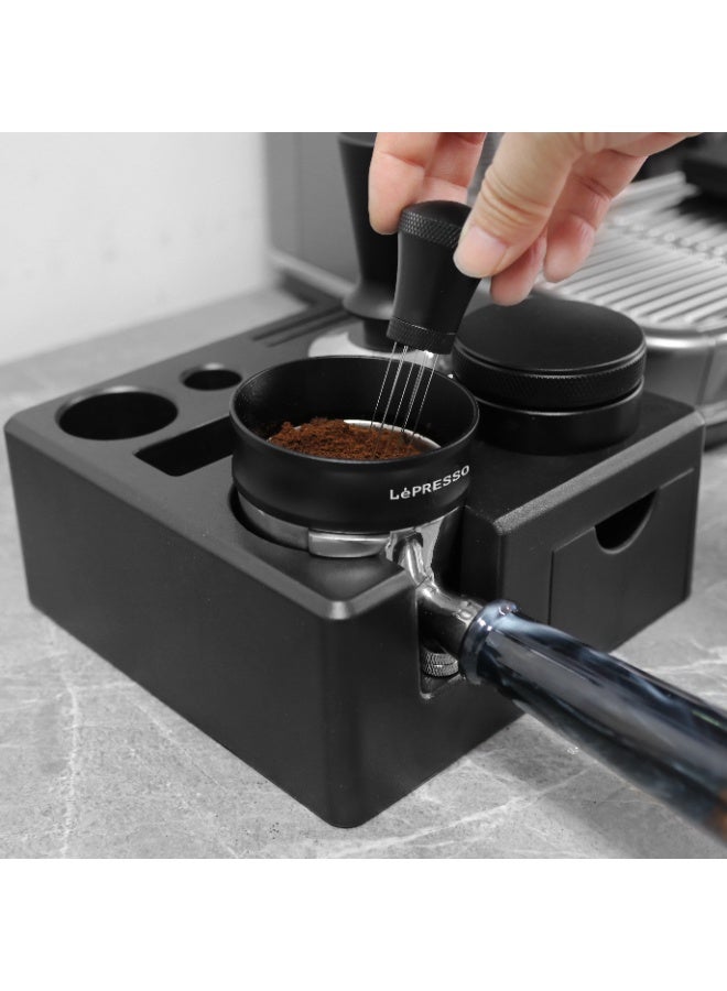 LePRESSO Magnetic 58mm Espresso Dosing Funnel, Aluminum Alloy, 10 Magnets, Even Distribution - Black - Image 3