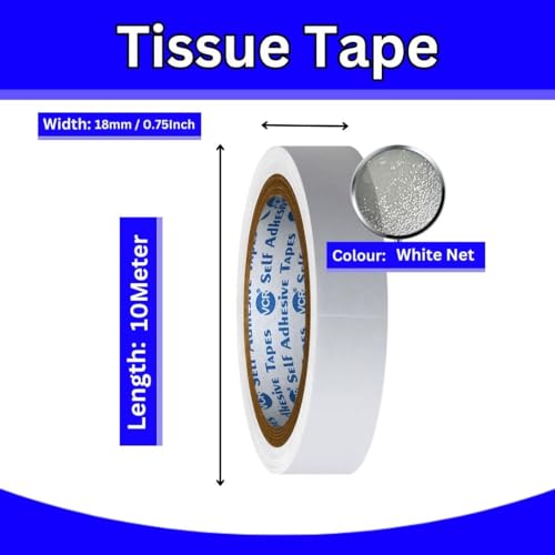 VCR Double Side Tissue Tape - 10 Meters in Length - 18mm / 0.75" Width - 01 Roll Per Pack - Easy Tear for Double Sided Adhesive Use, Best for Arts, Crafts, Photography, Scrapbooking. - Image 5