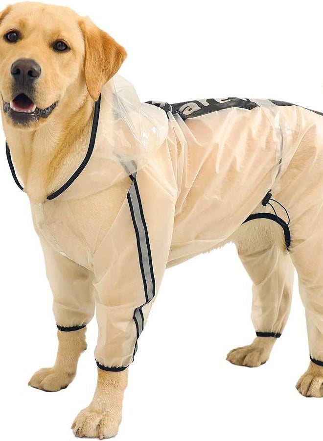 Olsa Dog Raincoat, Dog Hooded Slicker Poncho, 4 Legs Dog Rain Jacket with Reflective Stripe, Transparent Water Proof Resistant Dog Rain Snow Clothes for Small Medium Large Dogs - Image 1