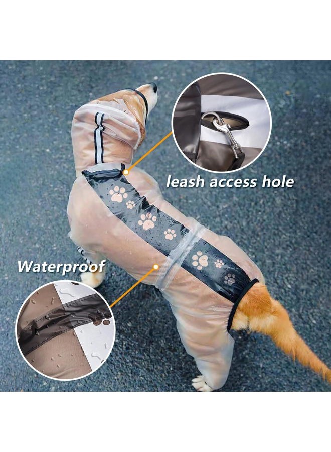 Olsa Dog Raincoat, Dog Hooded Slicker Poncho, 4 Legs Dog Rain Jacket with Reflective Stripe, Transparent Water Proof Resistant Dog Rain Snow Clothes for Small Medium Large Dogs - Image 4
