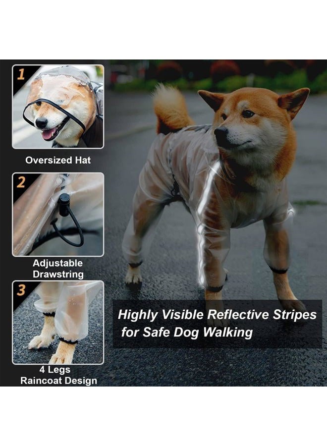 Olsa Dog Raincoat, Dog Hooded Slicker Poncho, 4 Legs Dog Rain Jacket with Reflective Stripe, Transparent Water Proof Resistant Dog Rain Snow Clothes for Small Medium Large Dogs - Image 3