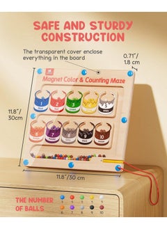 Gamenote Magnetic Color And Number Maze Wooden Magnet Board Puzzles Toddler Activities Counting Matching Games Montessori Fine Motor Skills Toys  - Image 3