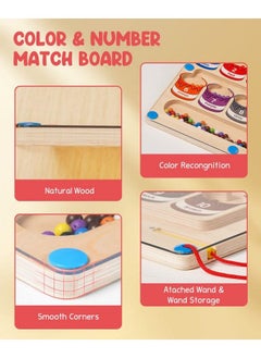 Gamenote Magnetic Color And Number Maze Wooden Magnet Board Puzzles Toddler Activities Counting Matching Games Montessori Fine Motor Skills Toys  - Image 5