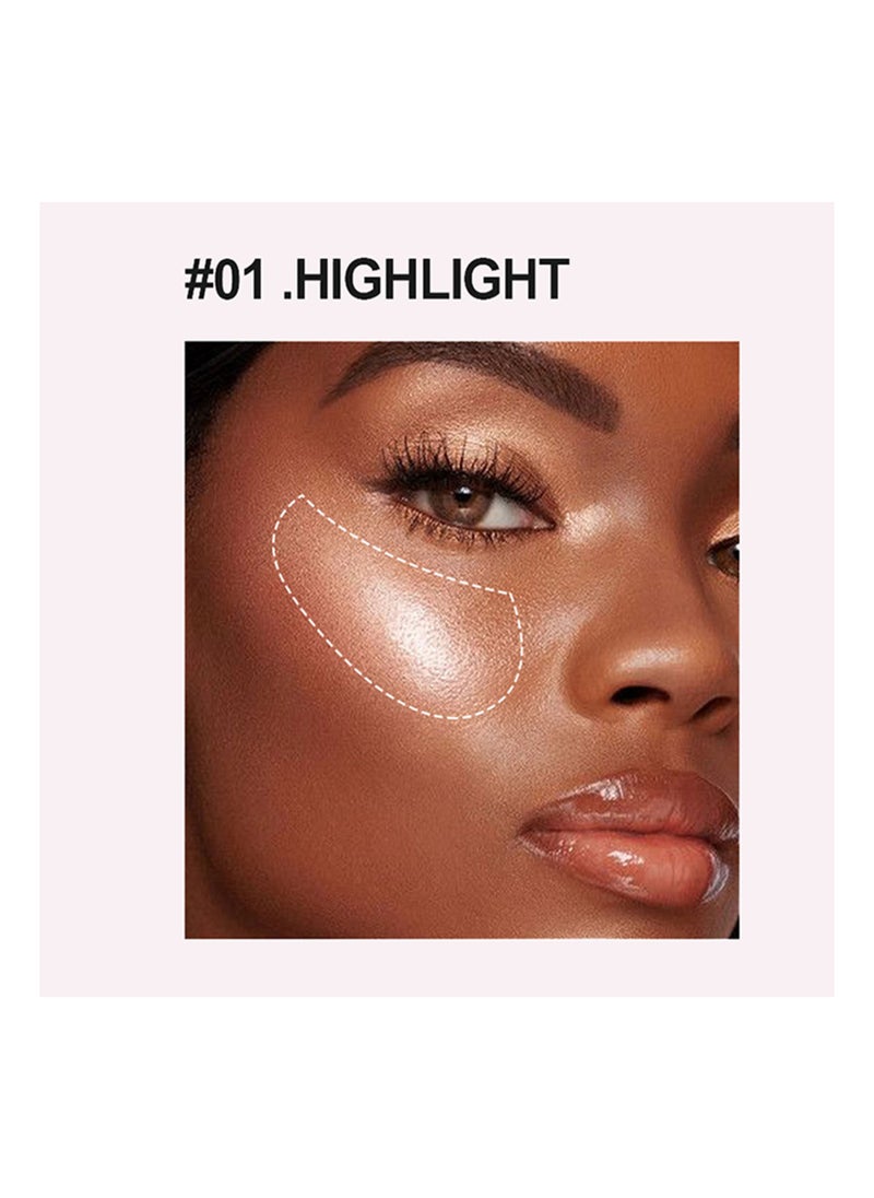 Handaiyan 3 In 1 Highlight Brush Contouring Powder Cheek For Face Blush Bronzer Palette Long-Lasting, Ultra-Thin, Natural And Bright Color Cushion Applicator Blendable Natural Makeup Face Blush  - Image 5