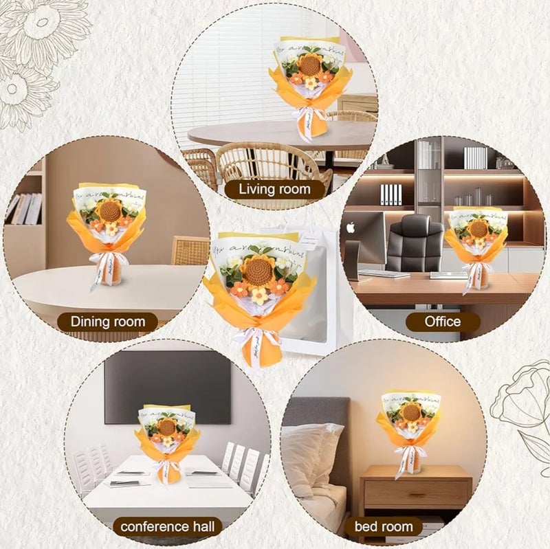 VRB Dec باقة زهور كروشيه صناعية 1 قطعة / باقة زهور صناعية / باقة زهور كروشيه / زهور كروشيه / هدية باقة زهور للفتيات لتزيين المنزل، الهدايا، إلخ. (باقة دوار الشمس والديزي) - Image 3