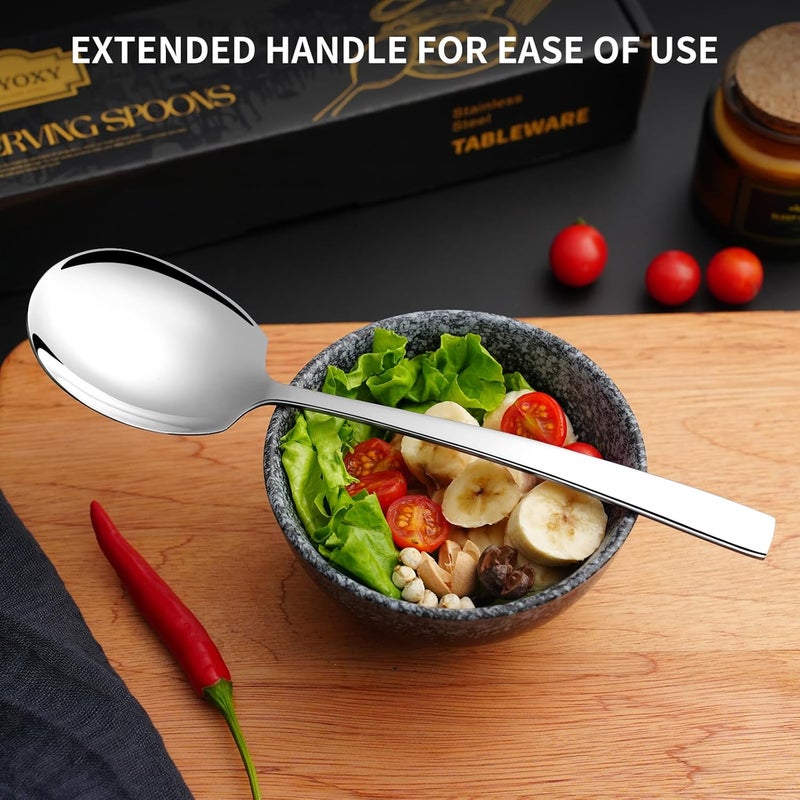 KEYOXY 6 Piece Stainless Steel Serving Spoons Set - 6 Large Spoons, 9.2-Inch, Dishwasher Safe, for Parties/Kitchen/Buffet/Catering - Image 5