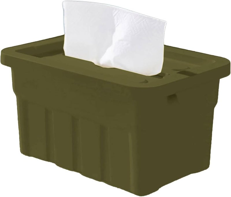 صندوق المناديل المكتبي الأخضر الرفع التلقائي، حاوية تخزين متعددة الوظائف، مصنوع من مادة البولي بروبيلين المتينة - Image 1