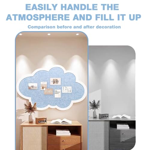 OFIFO® Cute Cloud Felt Bulletin Board for Wall, Self-Adhesive Pin Board with 30 Pushpins, Message Display Board for Notes Photos Office Home Decor (Blue) - Image 5