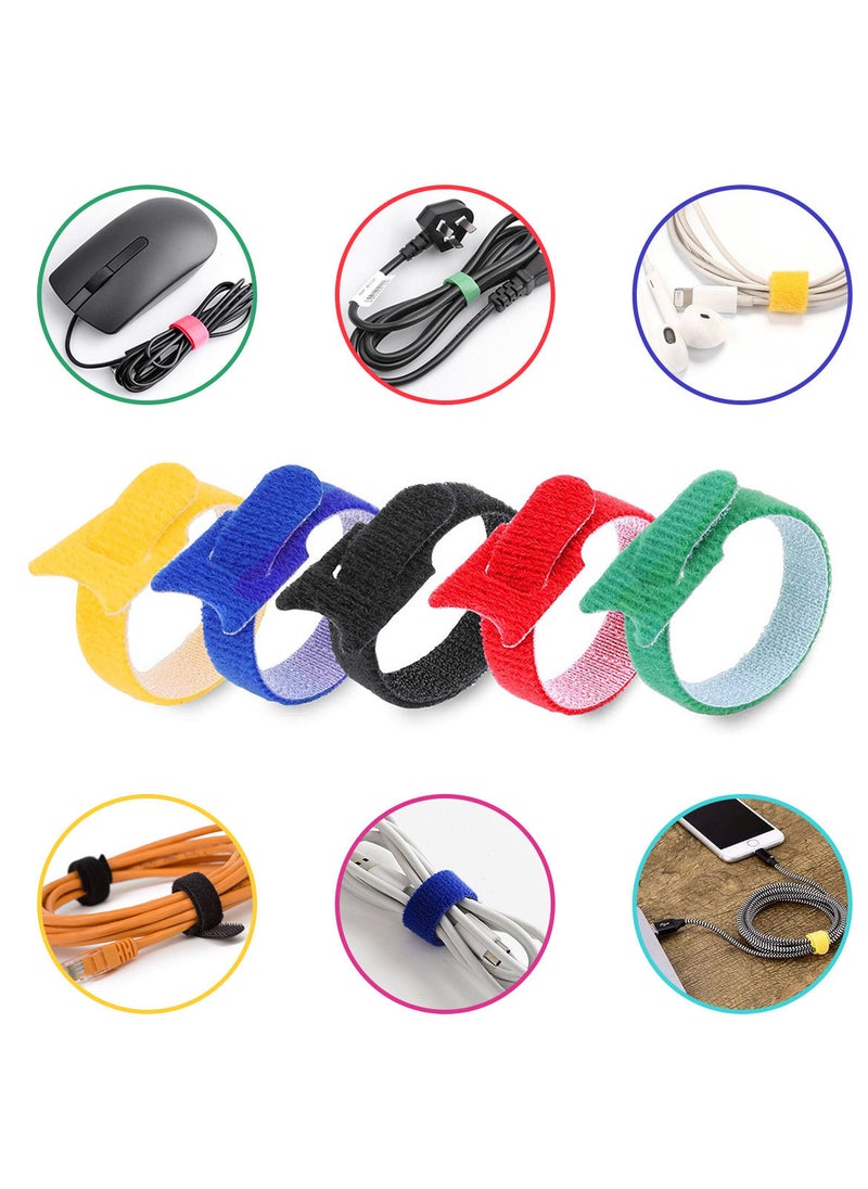 Generic Reusable 50-Piece Fastening Cable Ties and 5 Rolls Cord Straps for Managing Wire Ties Hook Loop Organizer with Assorted Color  - Image 3