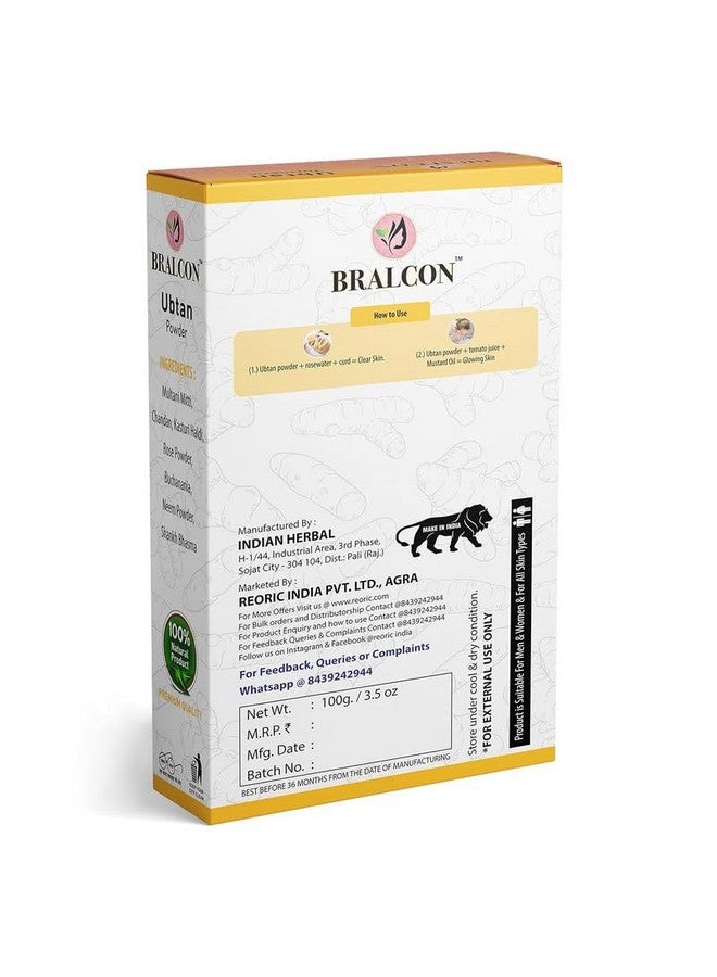 BRALCON Ubtan Powder for Bridal|Dulhan Special |Ubtan Face Pack for Skin Lightening & Tan Removal|100% Pure & Natural Ubtan Powder | Pack of 1 | 100gm - Image 2