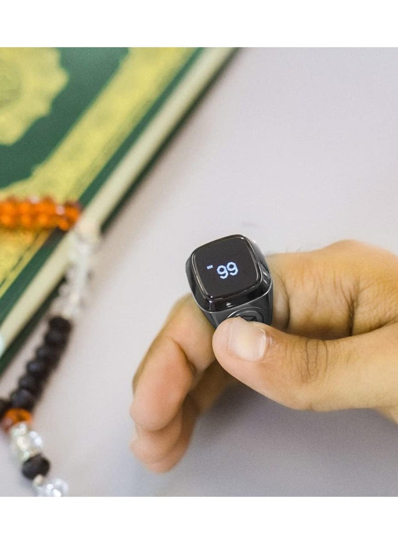 عداد الخواتم الذكي، تسبيح ذكي، خواتم صلاة إسلامية ذكية (أسود، 20 مم) - Image 3