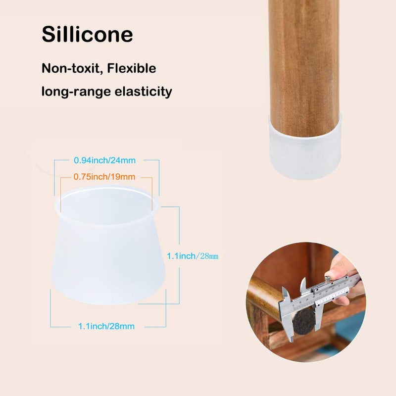 Tenckat 16 Pcs φ1.1inch/28mm Anti-Scratch Silicon Chair Protectors for Wooden Floor, Silicon Furniture Feet Covers, Rubber Feet for Chair Leg Silicone Pad Protector for Furniture Feet Pads Cap - Image 5