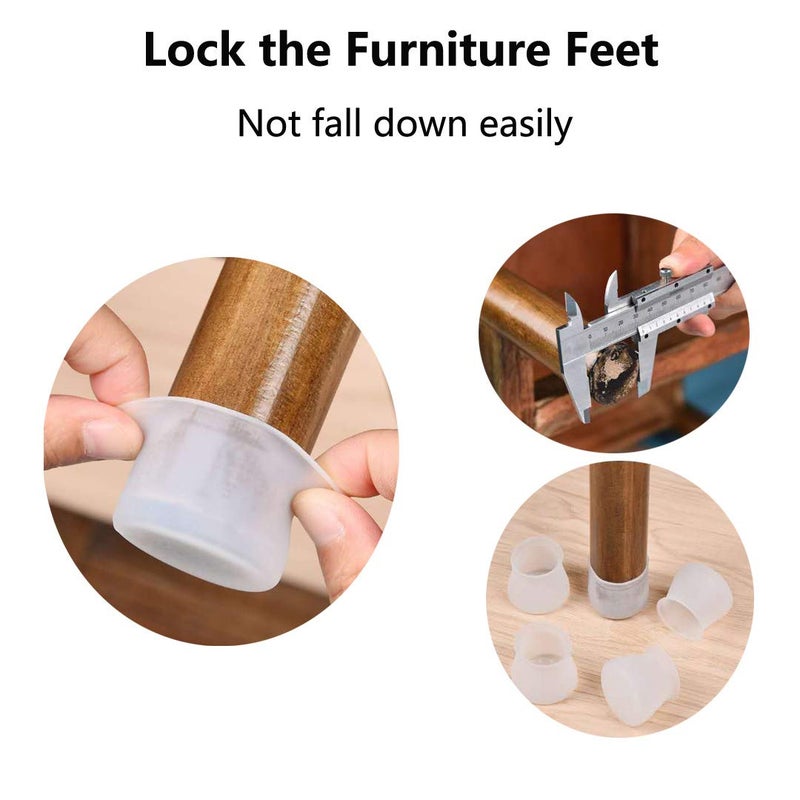 Tenckat 16 Pcs φ1.1inch/28mm Anti-Scratch Silicon Chair Protectors for Wooden Floor, Silicon Furniture Feet Covers, Rubber Feet for Chair Leg Silicone Pad Protector for Furniture Feet Pads Cap - Image 4