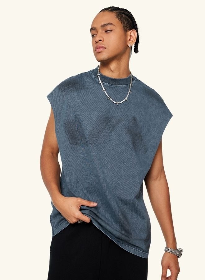 Mei Stylish Unisex Summer Casual Sleeveless Relaxed Fit Crew Neck T-shirt - Image 1