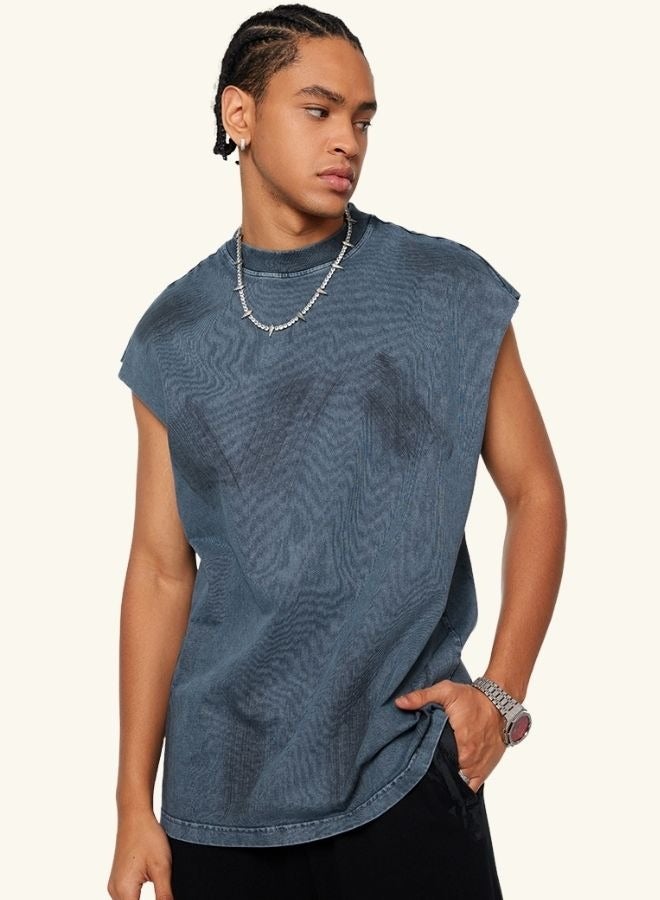 Mei Stylish Unisex Summer Casual Sleeveless Relaxed Fit Crew Neck T-shirt - Image 3