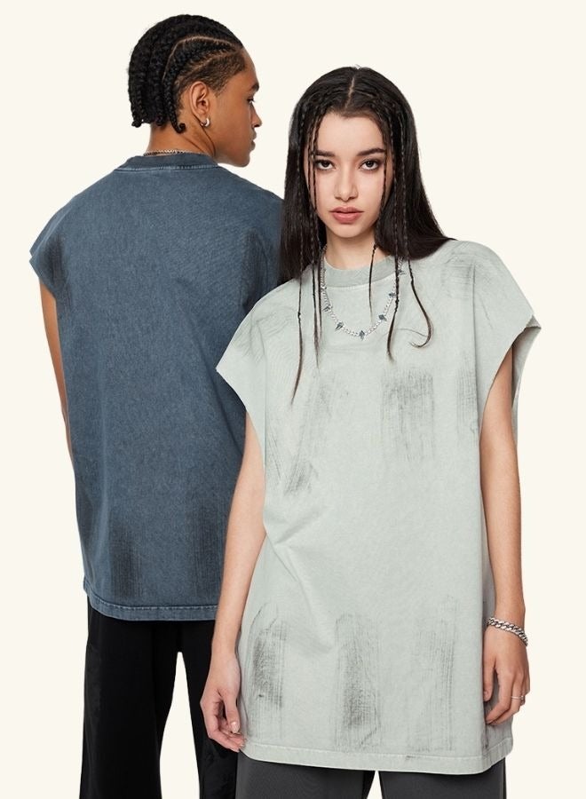 Mei Stylish Unisex Summer Casual Sleeveless Relaxed Fit Crew Neck T-shirt - Image 5