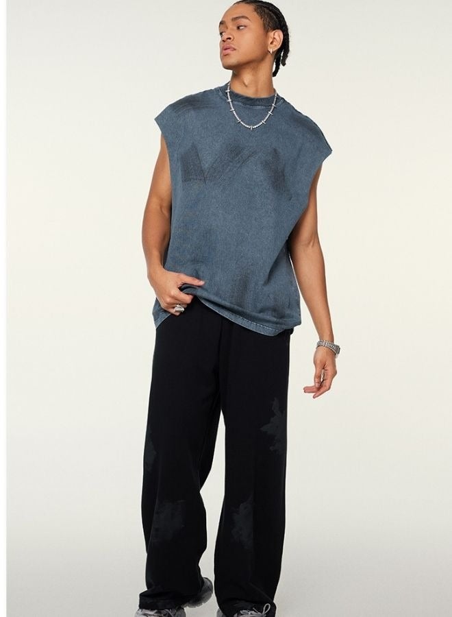 Mei Stylish Unisex Summer Casual Sleeveless Relaxed Fit Crew Neck T-shirt - Image 4