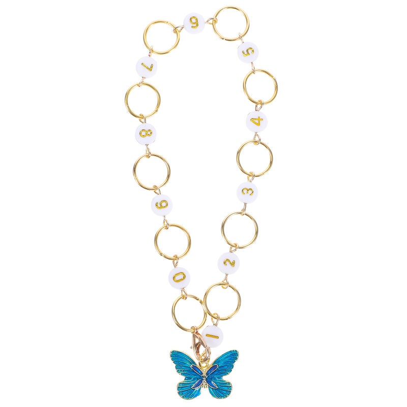 Knitting and Crochet Row Counter Chain with Butterfly Pendant Durable Alloy Stitch Marker for Needlework and Weaving Projects - Image 1