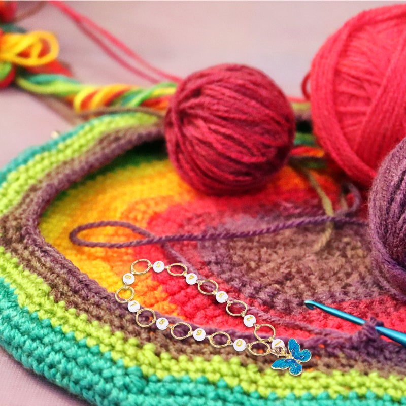 Knitting and Crochet Row Counter Chain with Butterfly Pendant Durable Alloy Stitch Marker for Needlework and Weaving Projects - Image 3