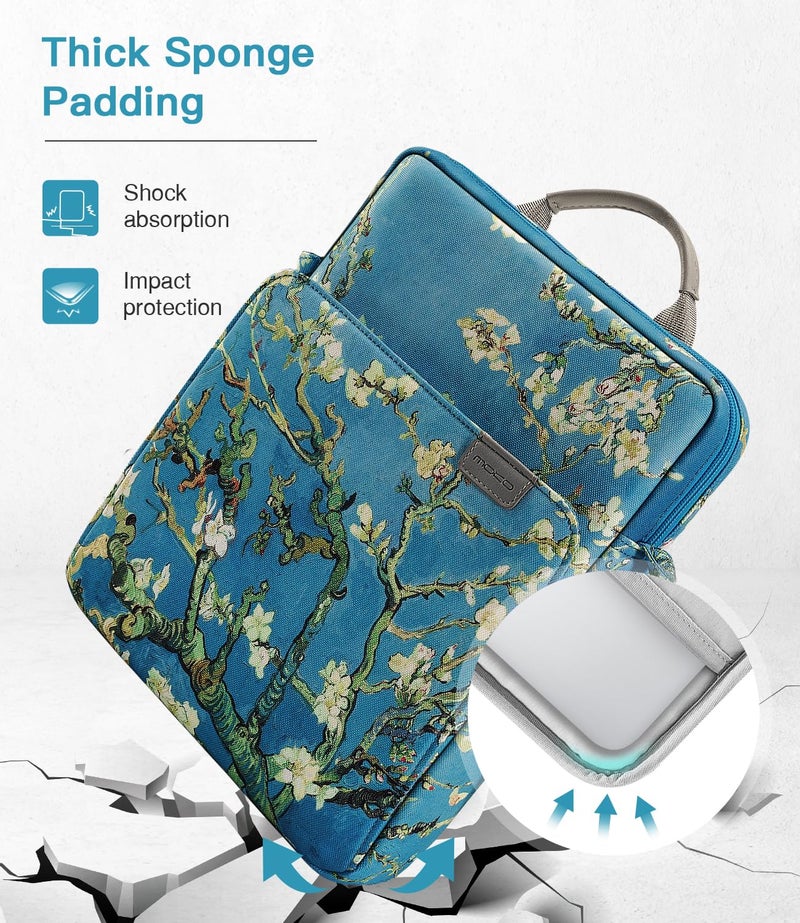 MoKo 13.3-14 Inch Laptop Sleeve Bag Fits Mac Neo 13-inch A18 Pro, Mac Pro 13.3" M2 2022/M5/M5 Pro/M5 Max 14.2" 2026, Mac Air 13.6" M5 2026, Handle Carrying Case with Shoulder Strap, Apricot Flower - Image 4