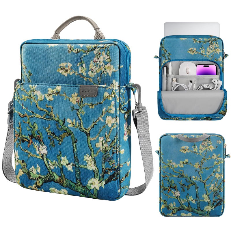 MoKo 13.3-14 Inch Laptop Sleeve Bag Fits Mac Neo 13-inch A18 Pro, Mac Pro 13.3" M2 2022/M5/M5 Pro/M5 Max 14.2" 2026, Mac Air 13.6" M5 2026, Handle Carrying Case with Shoulder Strap, Apricot Flower - Image 1