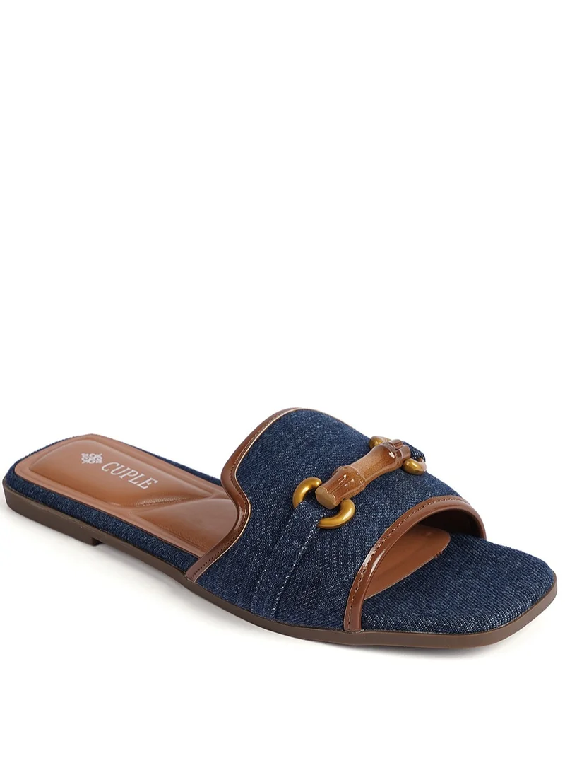 كابلي Slip-on Denim slide Flat Sandals