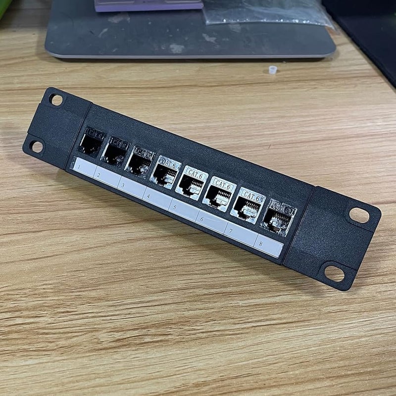 8 Port Shielded RJ45 Network Patch Panel 10G Ready with Color Coded T568A T568B Wiring Labels - Image 3
