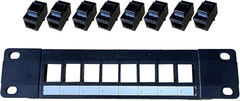 8 Port Shielded RJ45 Network Patch Panel 10G Ready with Color Coded T568A T568B Wiring Labels - Image 2